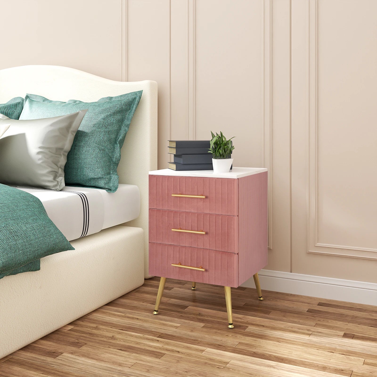 WOLTU Bedside Cabinet Nightstand with 3 Drawers Chest of Drawers Sideboard Storage Coffee Table for Bedroom Home