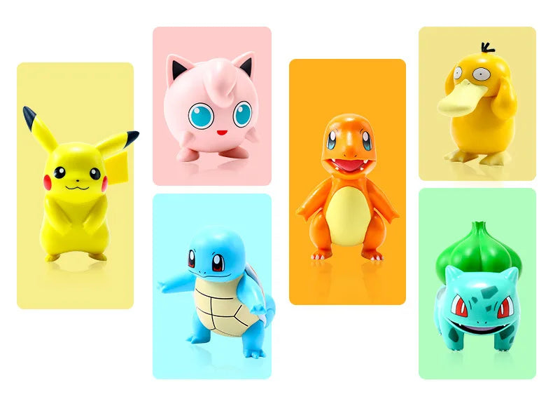 Pokemon Anime Action Figures Pikachu Toys Model Charmander Psyduck Squirtle Jigglypuff Bulbasaur Kawaii Collect Dolls Kids Gift
