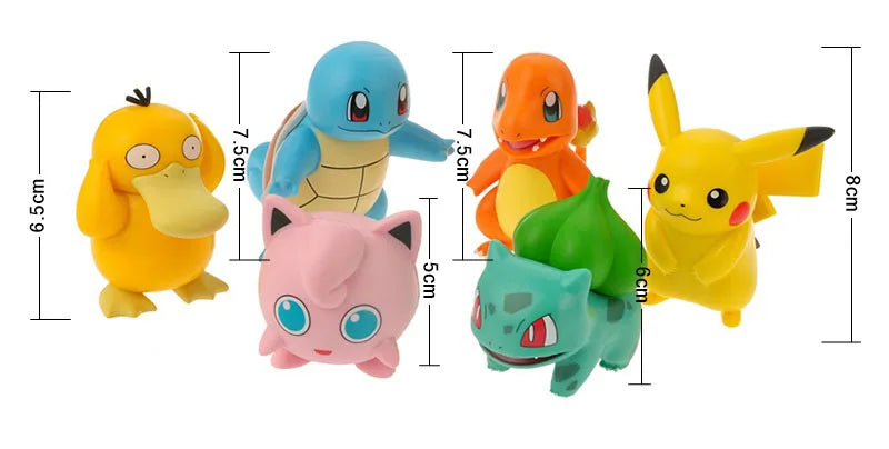 Pokemon Anime Action Figures Pikachu Toys Model Charmander Psyduck Squirtle Jigglypuff Bulbasaur Kawaii Collect Dolls Kids Gift