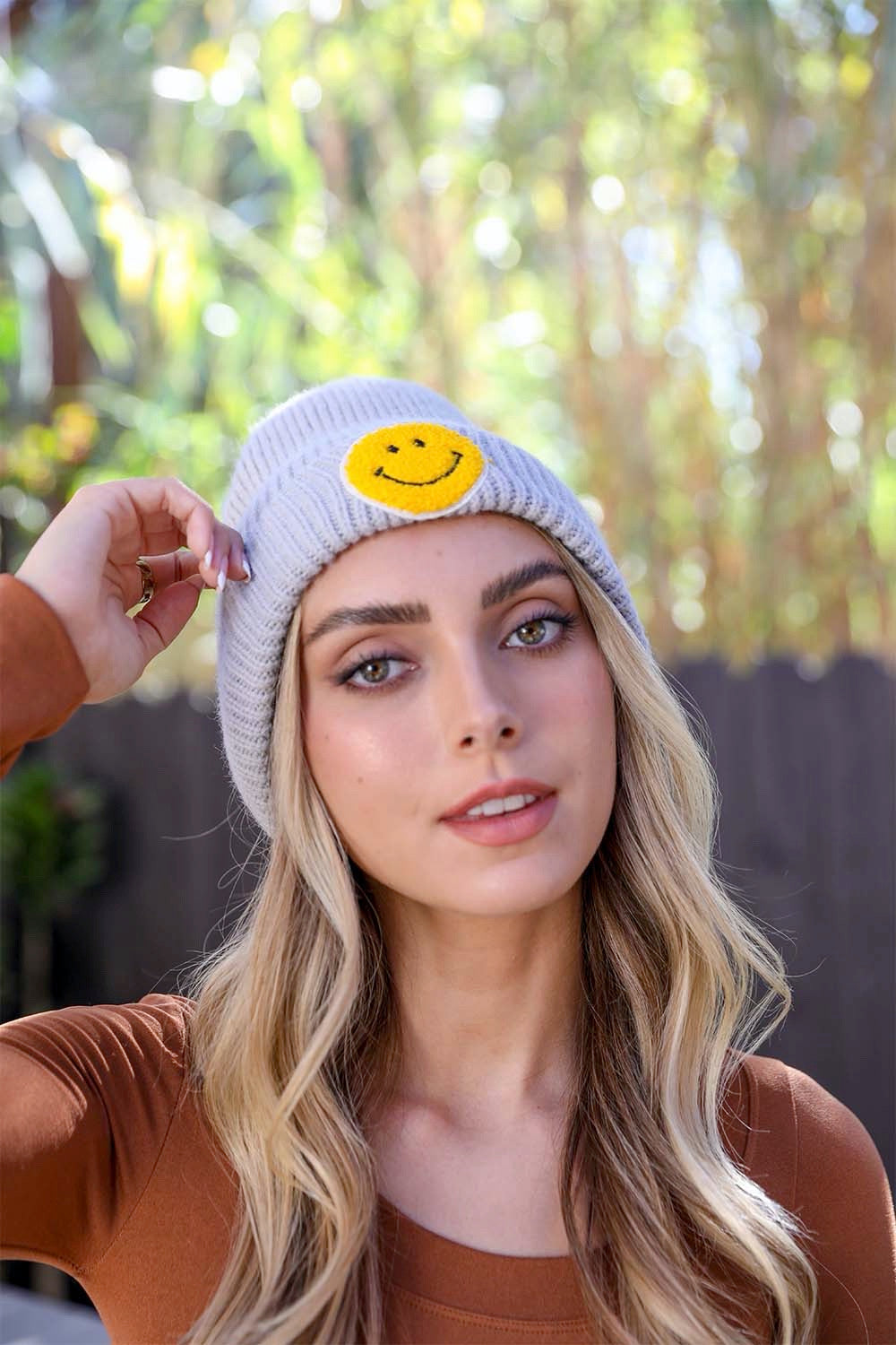 Smiley Face Ribbed Beanie π