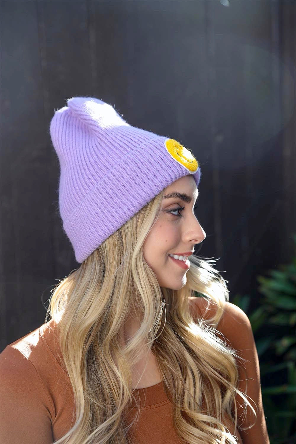 Smiley Face Ribbed Beanie π