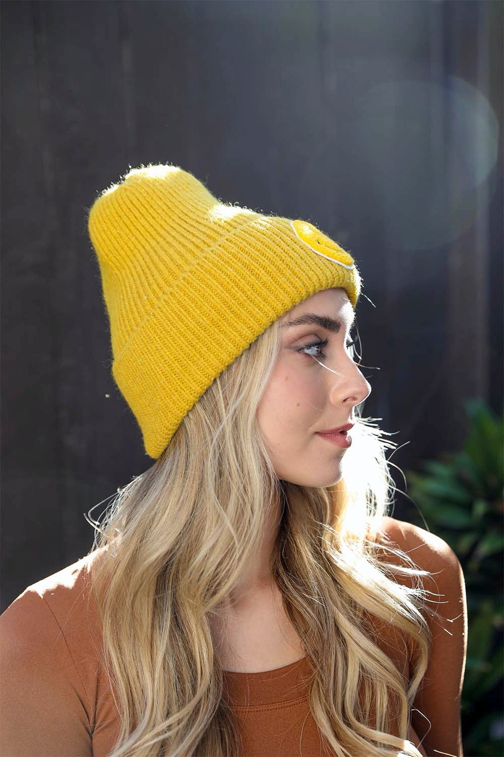 Smiley Face Ribbed Beanie π