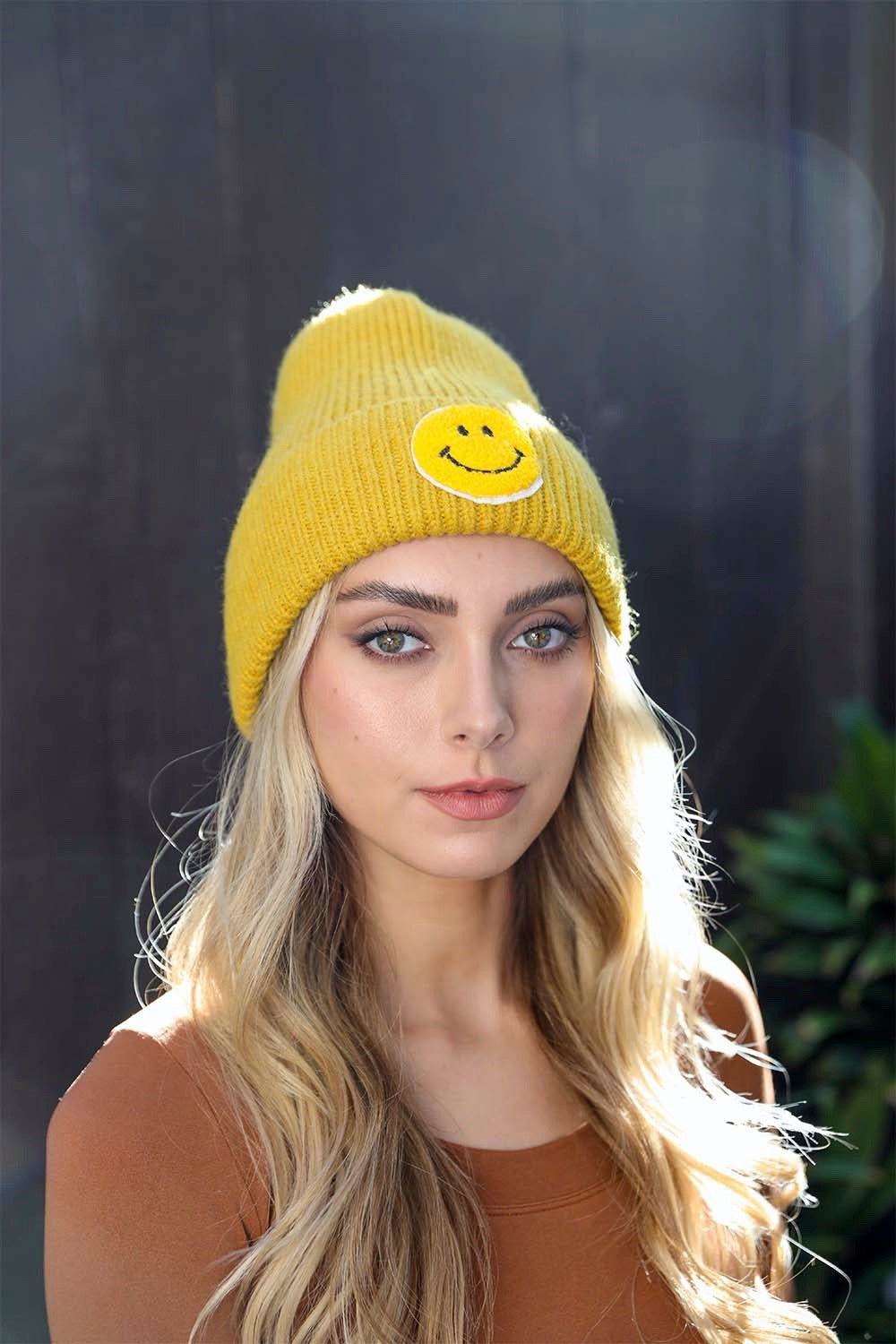 Smiley Face Ribbed Beanie π