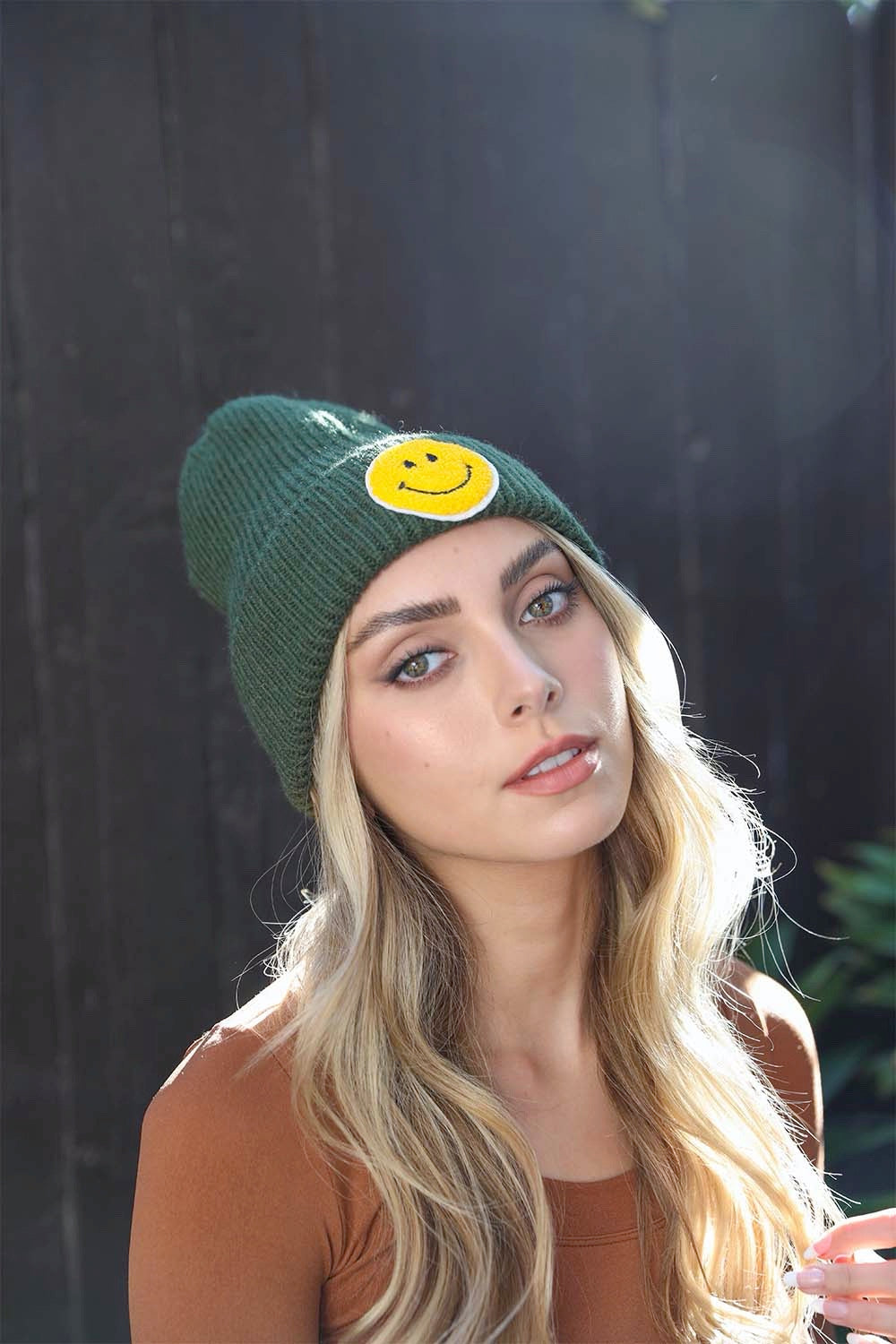 Smiley Face Ribbed Beanie π
