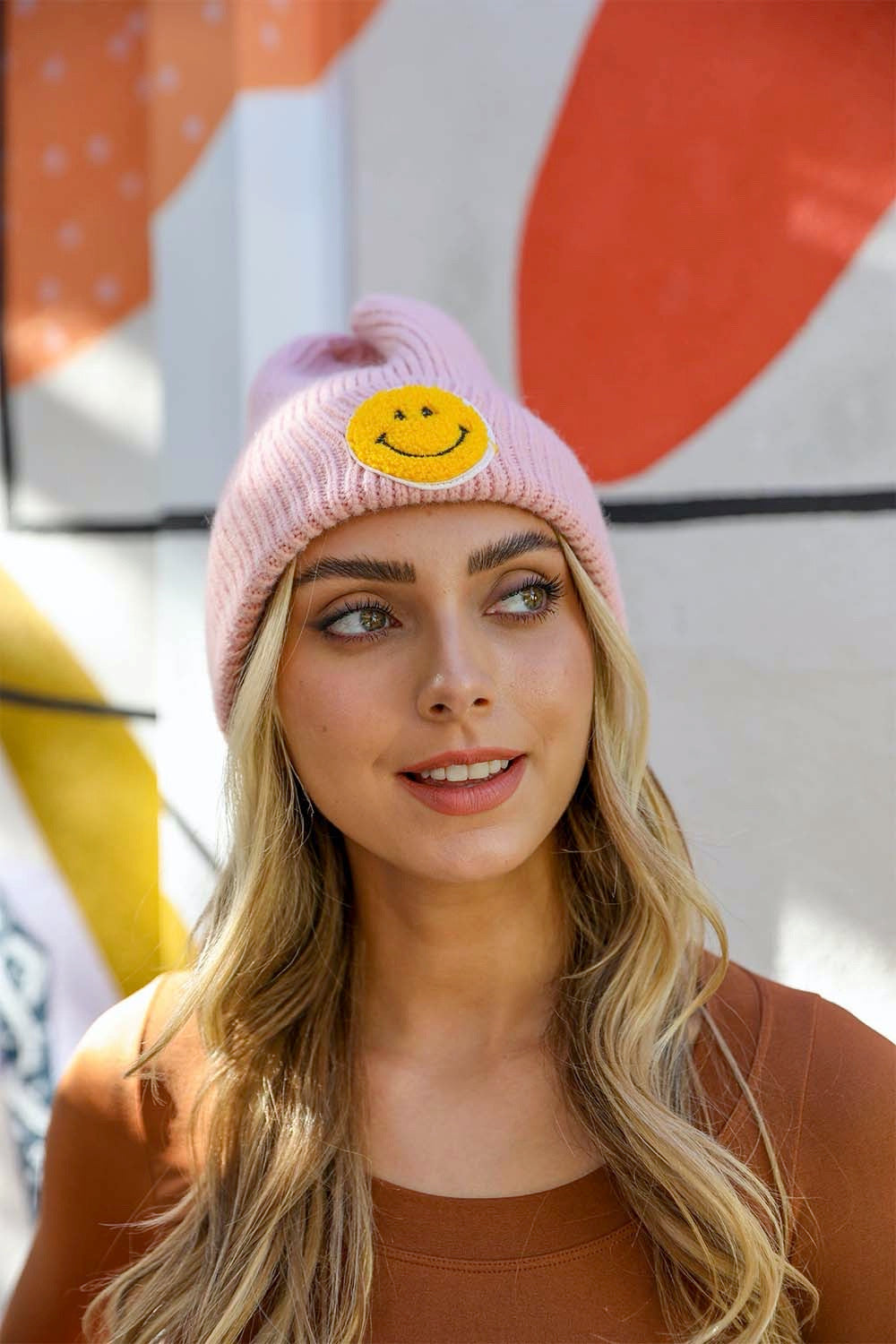 Smiley Face Ribbed Beanie π