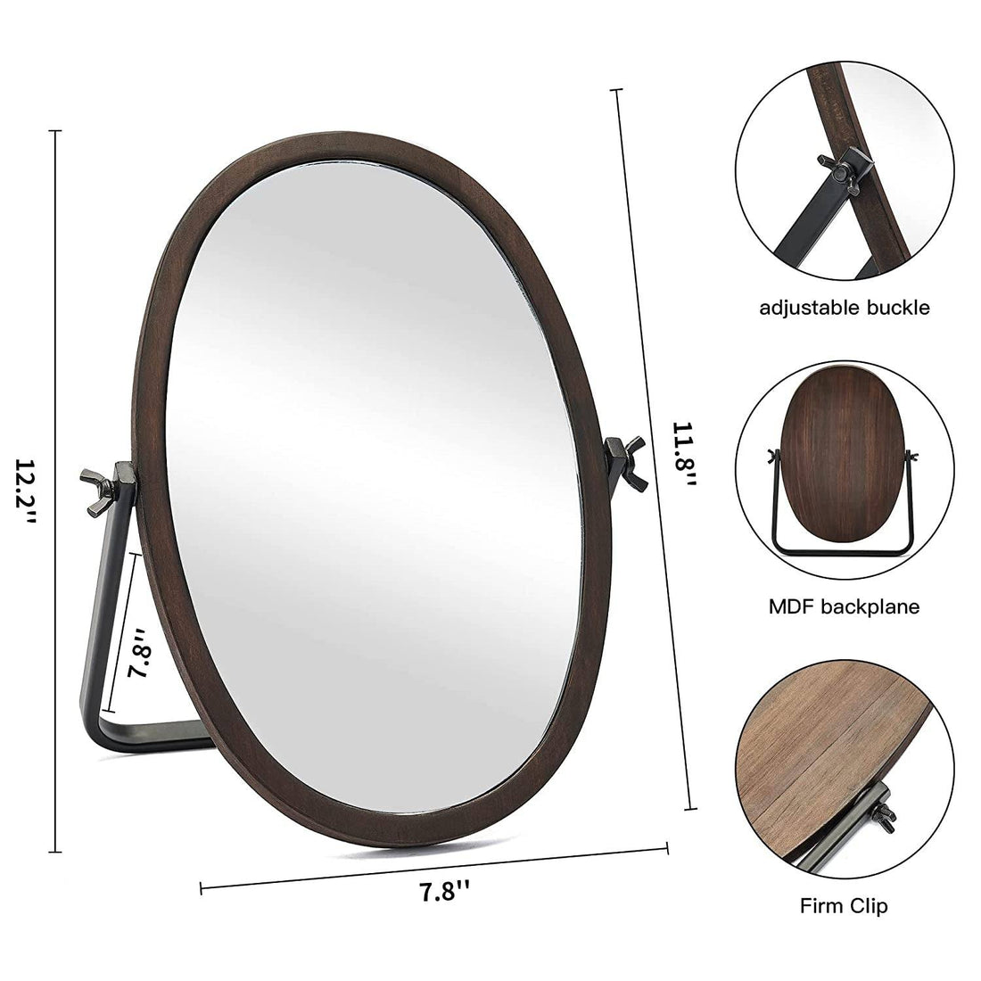 Vintage Bronze Wood Framed Makeup Mirror