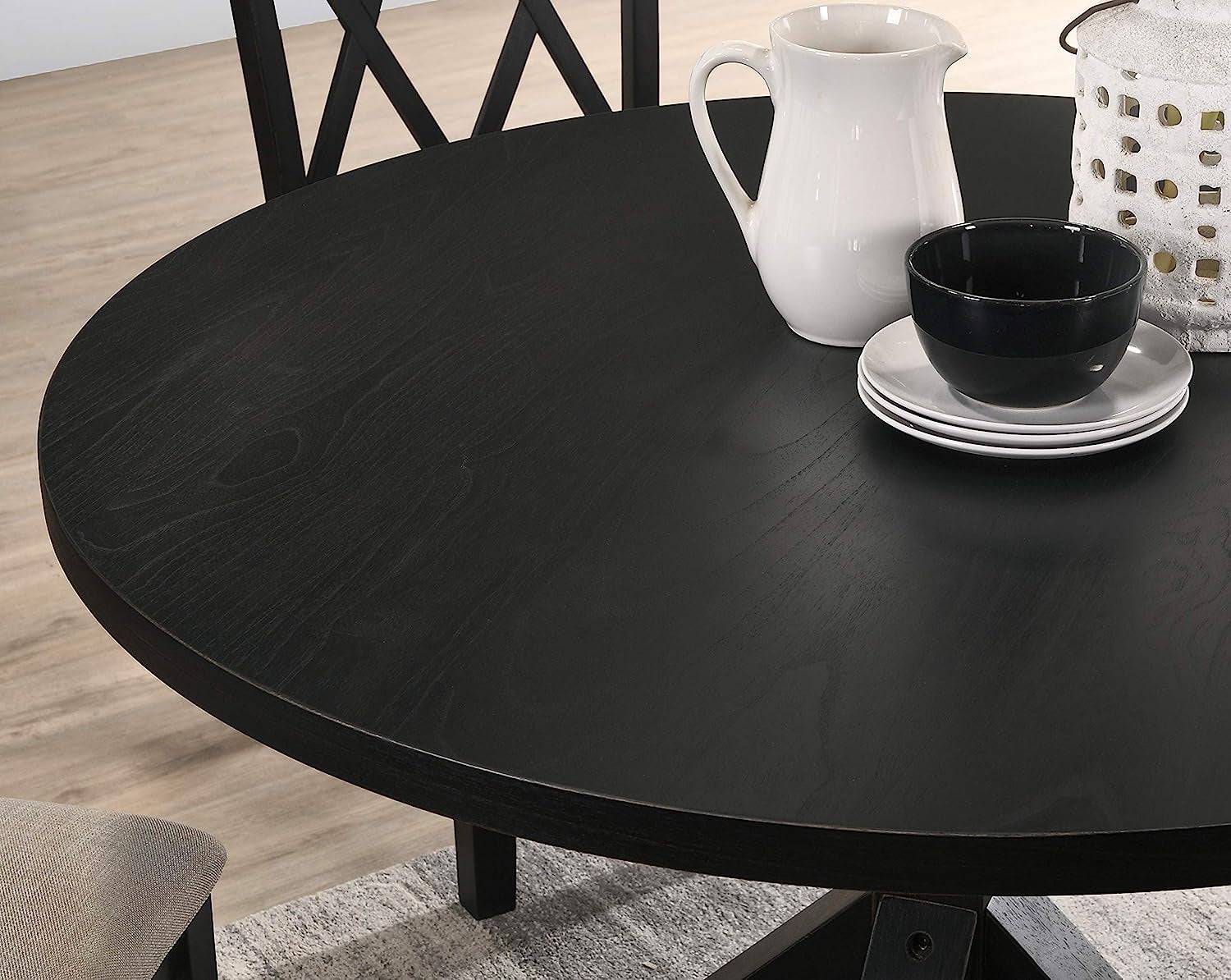 Black Windvale Cross-Buck Base Dining Table