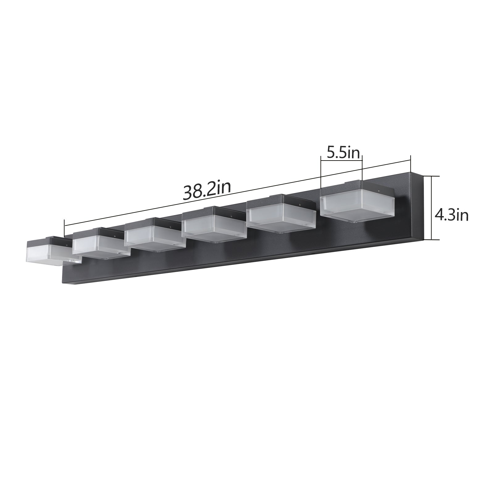 Modern 6-Light Black LED Vanity Mirror Light Fixture For Bathrooms And