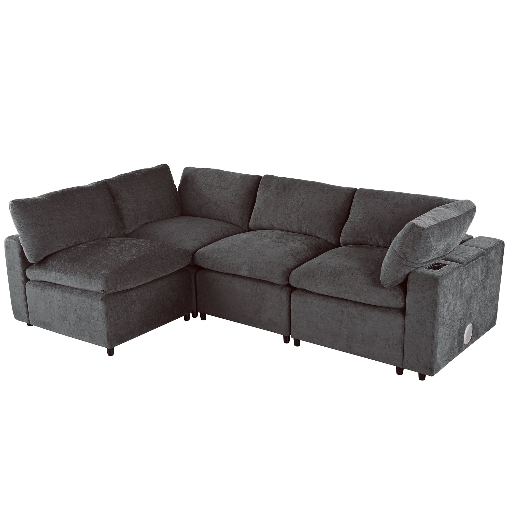 Upholstered Modular Sofa with with Storage Space, USB Charge