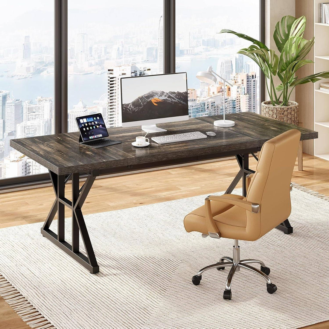 70.8-Inch Large Executive Desk, Extra Long Computer Office Desk