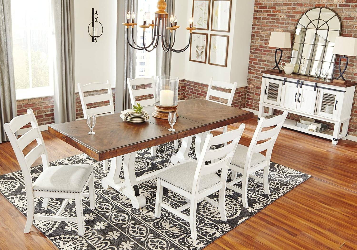 Valebeck Farmhouse Rectangular Extension Dining Table, Fits up to 8,