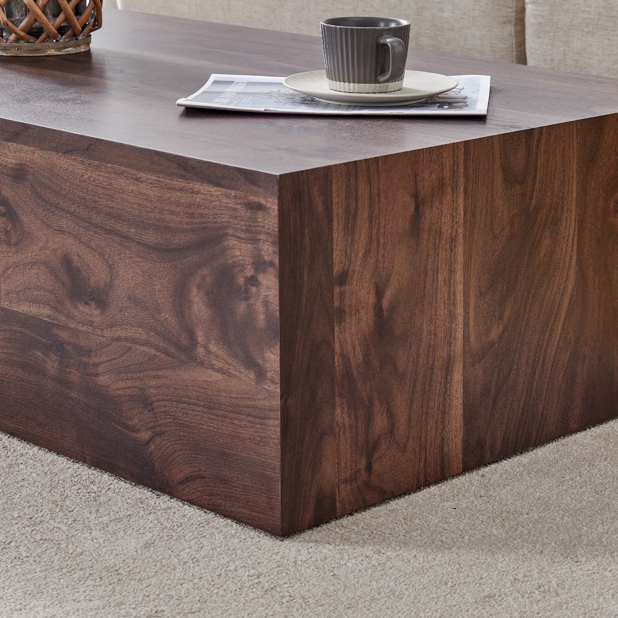 39.3*23.6*12 Inch Walnut Wood Grain MDF Coffee Table - Luxurious