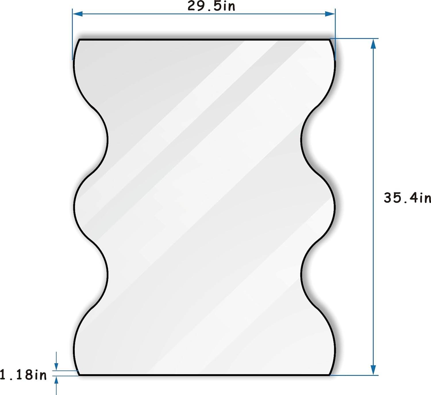 30X35 Inch Irregular Black Metal Framed Bathroom Mirror with Wavy