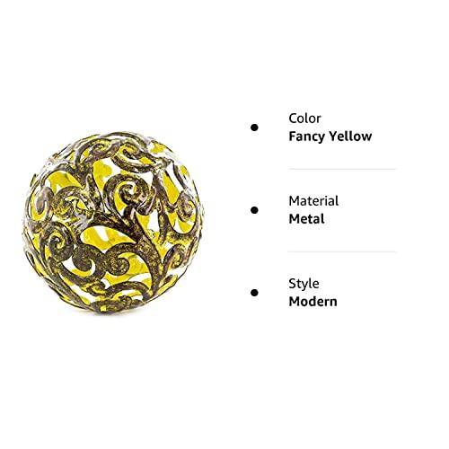 Metal Decorative Sphere for Home Decor   Fancy Yellow Hand Painted
