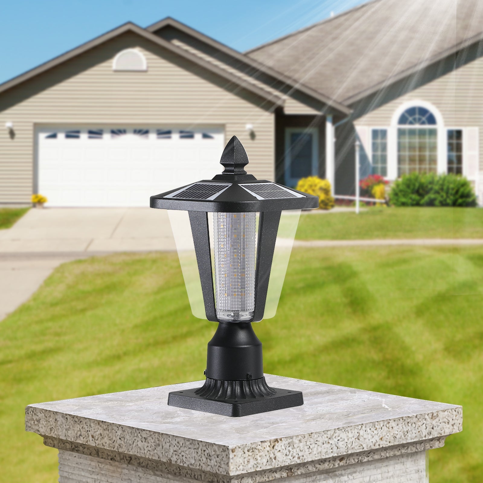 Solar Column Headlights With Dimmable LED1pack