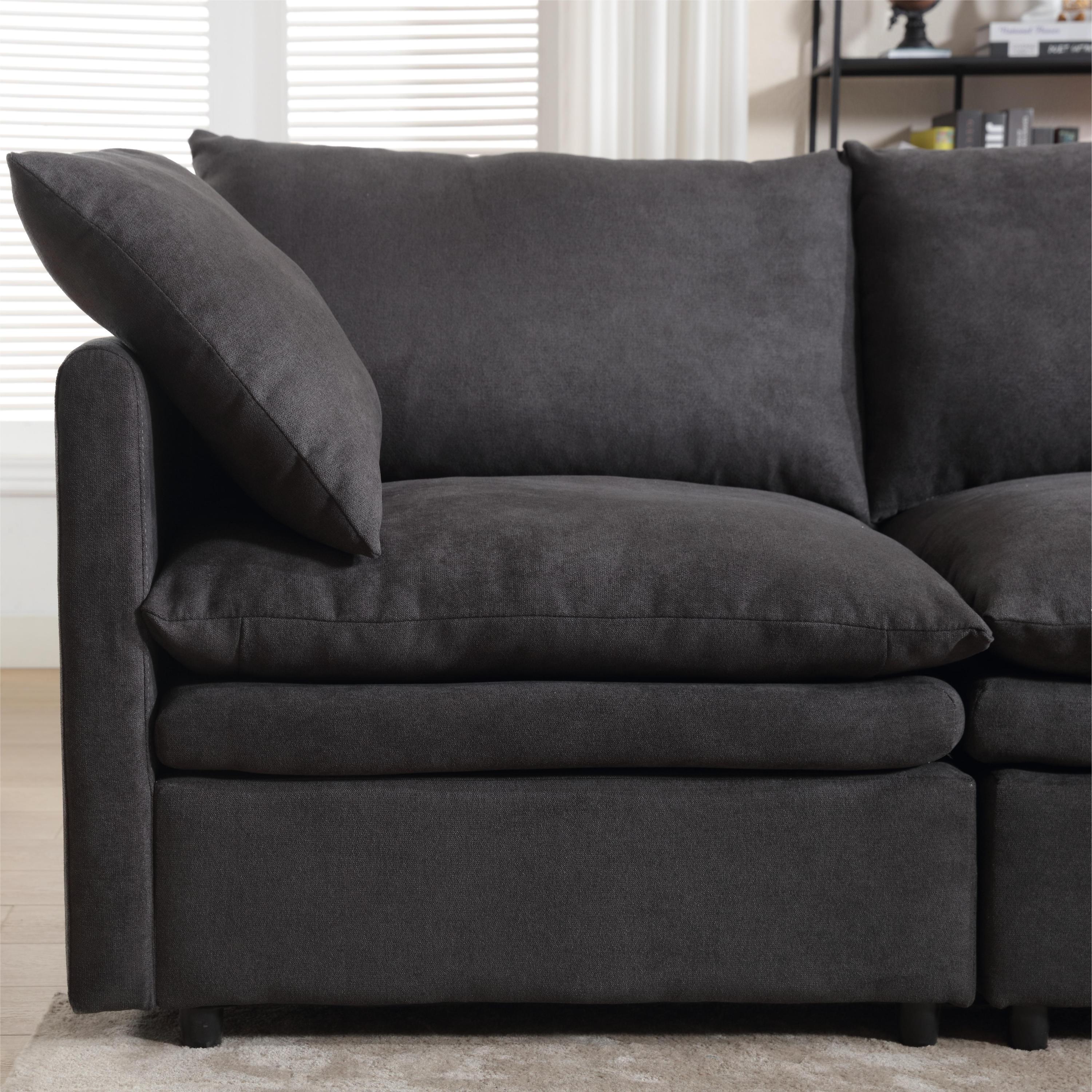 Modern U-shaped Sectional Sofa ,5-seat Upholstered Sofa