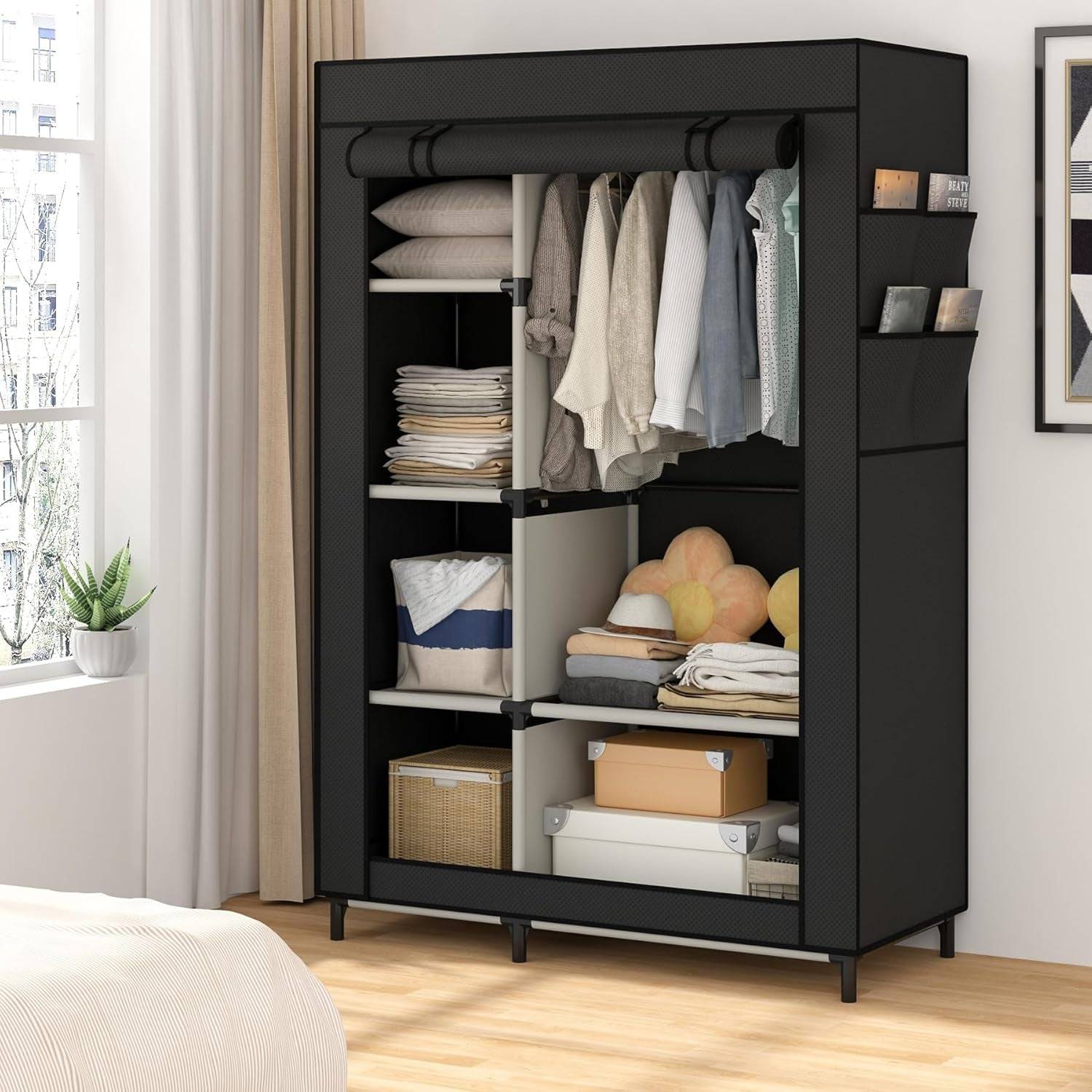 Portable Closet Organizers, Clothing Storage, Wardrobe with 6 Shelves