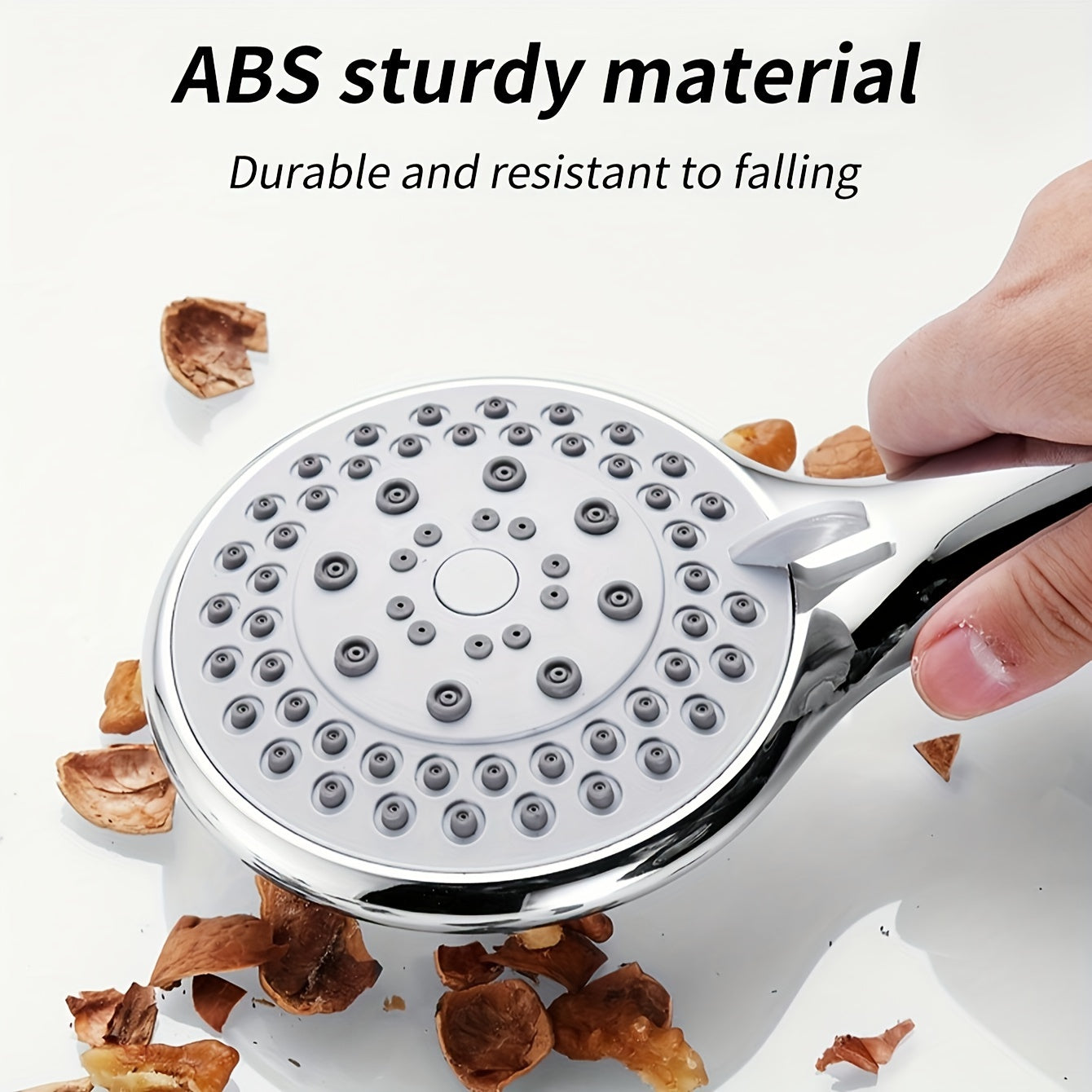1pc Large Water Outlet Hole Handheld Shower Head Plus - 5 Modes Adjustable Water Output, Shower Bracket and Hose Included, Bathroom Shower Nozzle with Powerful Spray, Water-Saving Design, Easy Installation, Bathroom Hardware