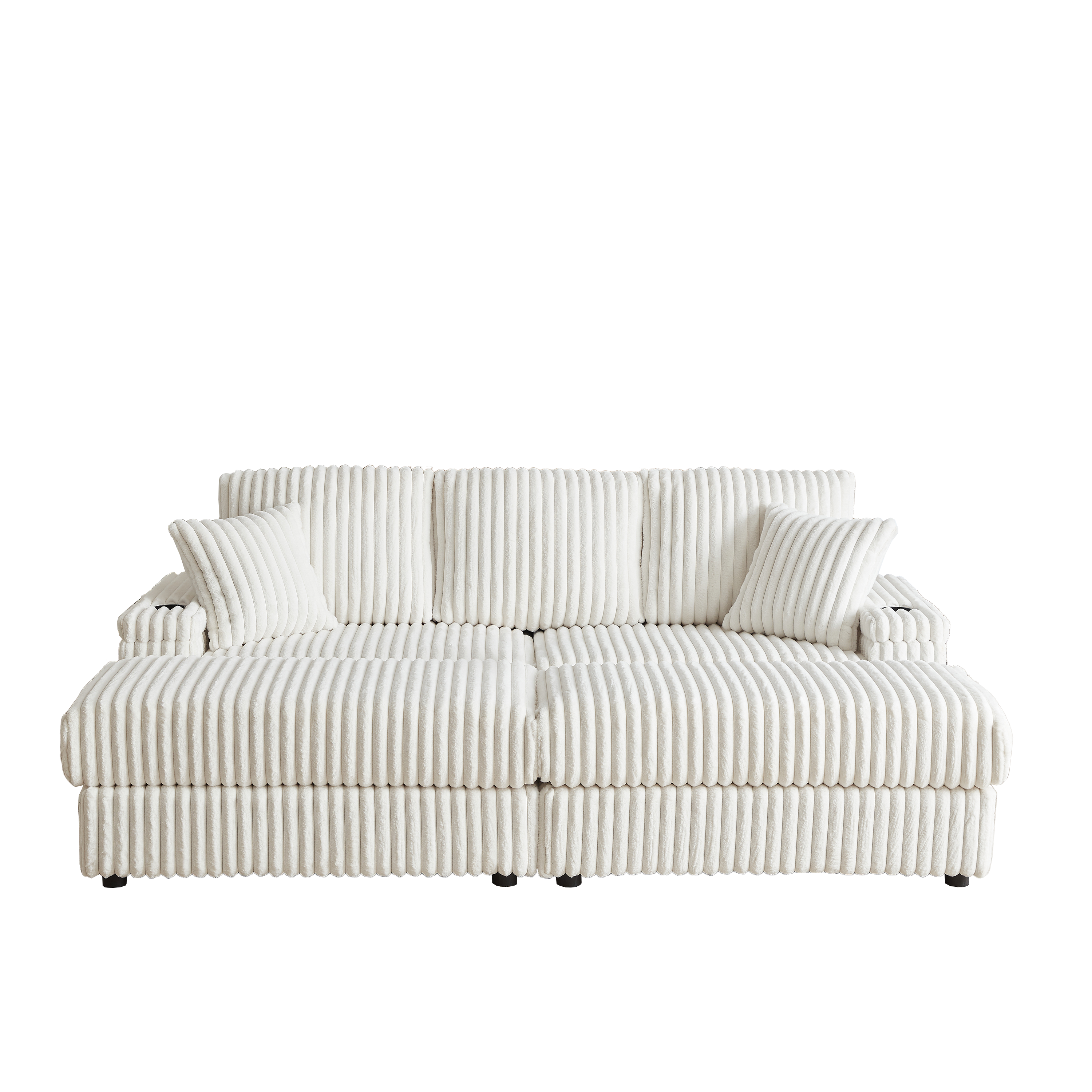 84Inch Corduroy 3-seater sofa With 3 back pillows ,2 toss pillows , a