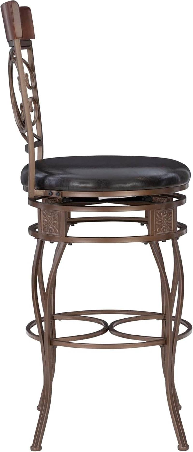 Company Back Scroll Big and Tall Barstool, Bar Height, Dark