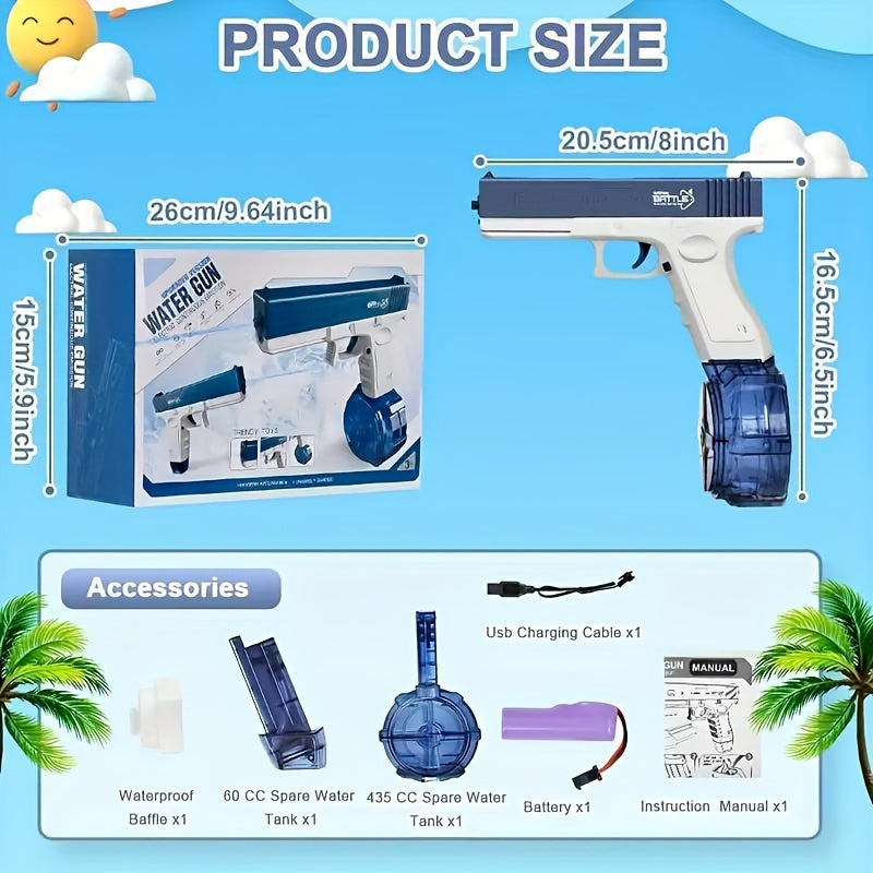M1911 Glock Electric Water Gun - High-Quality Rechargeable Kids Toy with Large Water Capacity for Summer Games and Fun