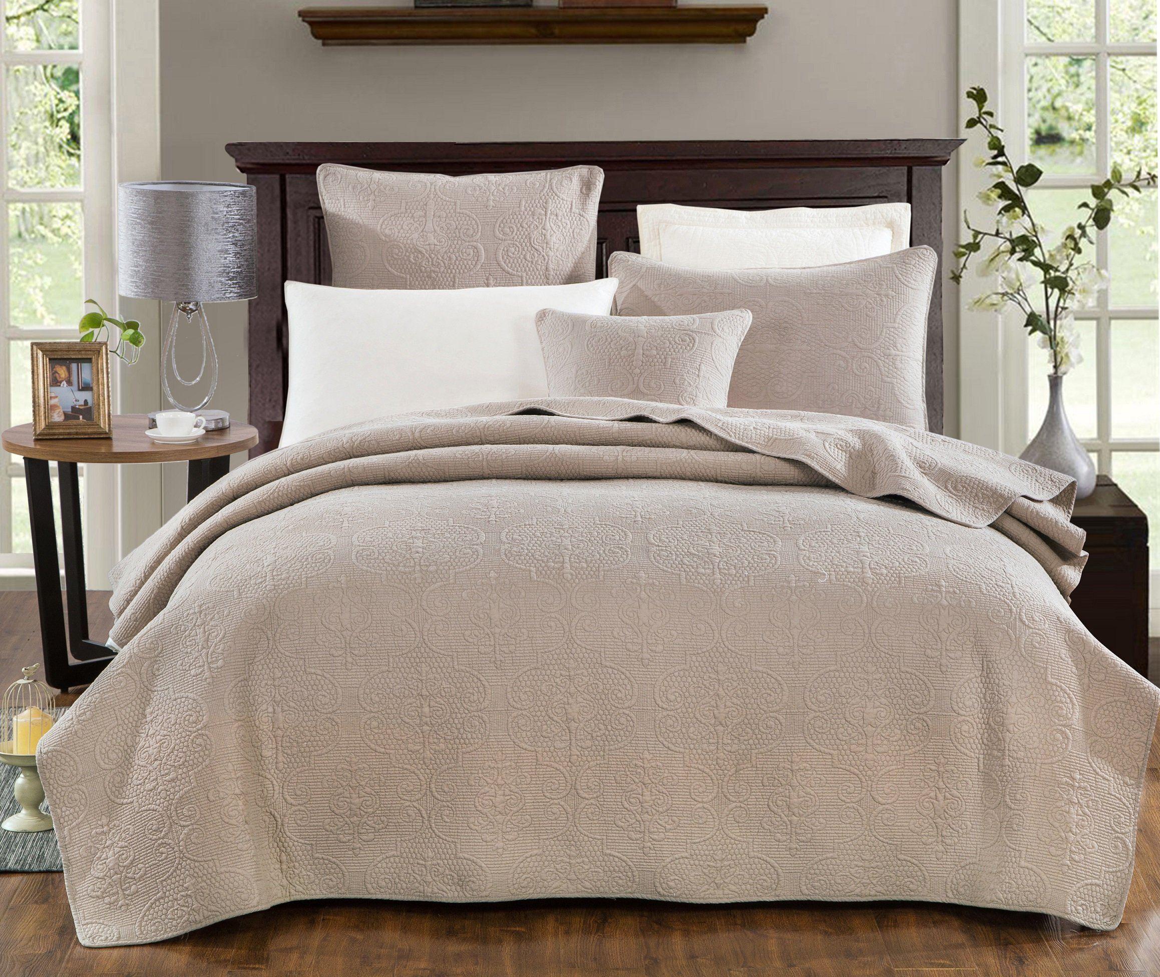 DaDa Bedding Neutral Taupe Beige Sandy Elegant Matelasse Cotton