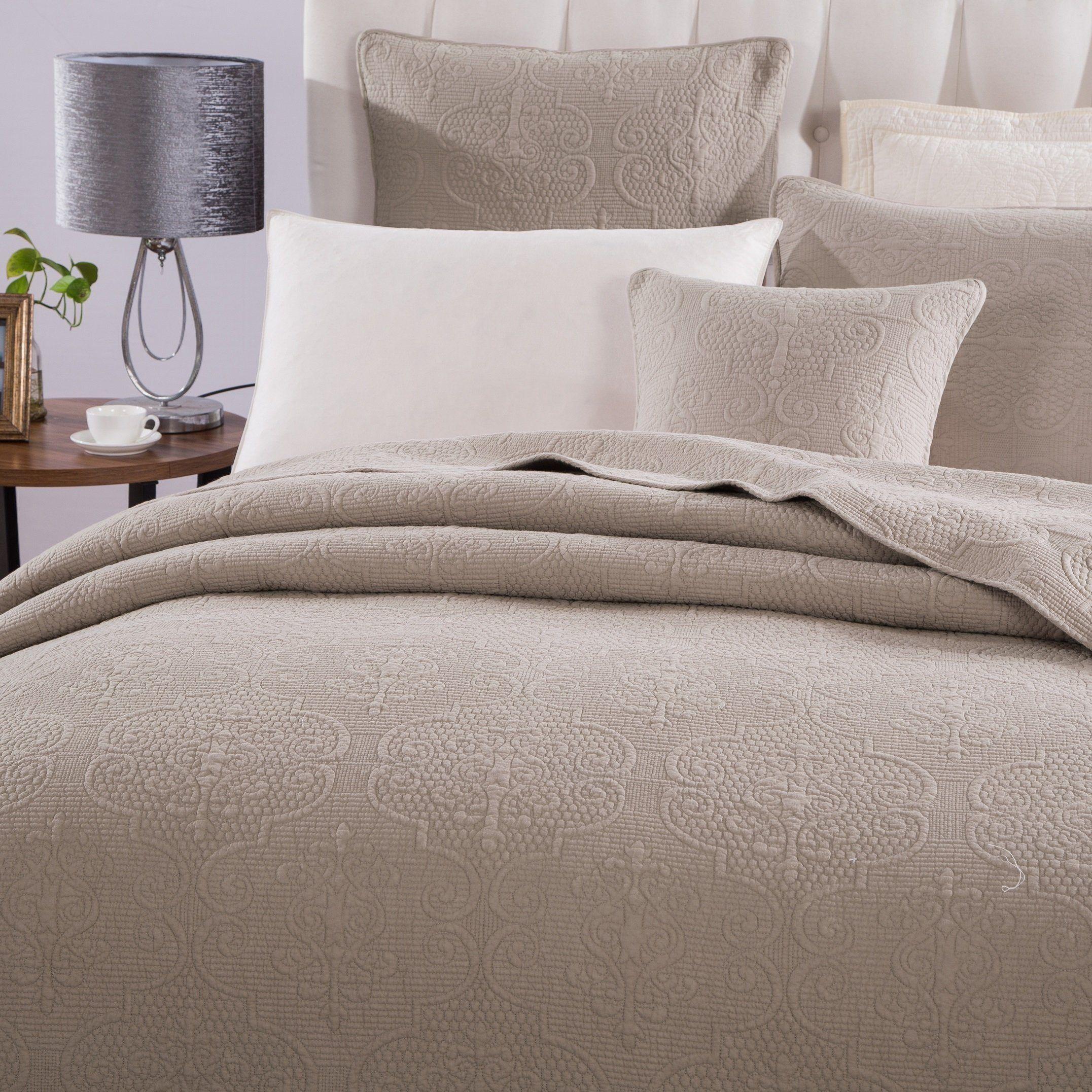 DaDa Bedding Neutral Taupe Beige Sandy Elegant Matelasse Cotton