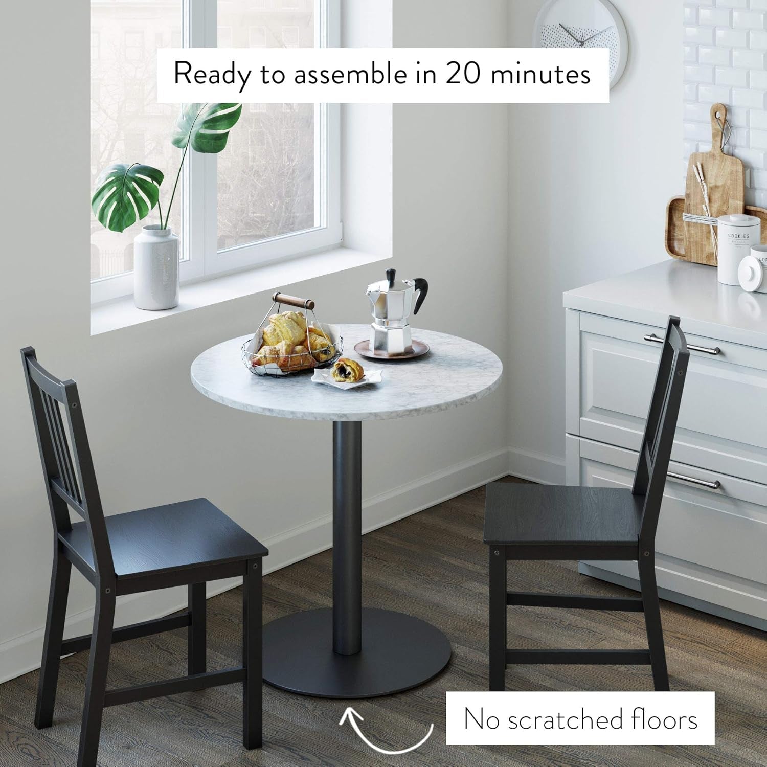 Bistro Lucy Small Mid-Century Modern Kitchen or Dining Table with Faux