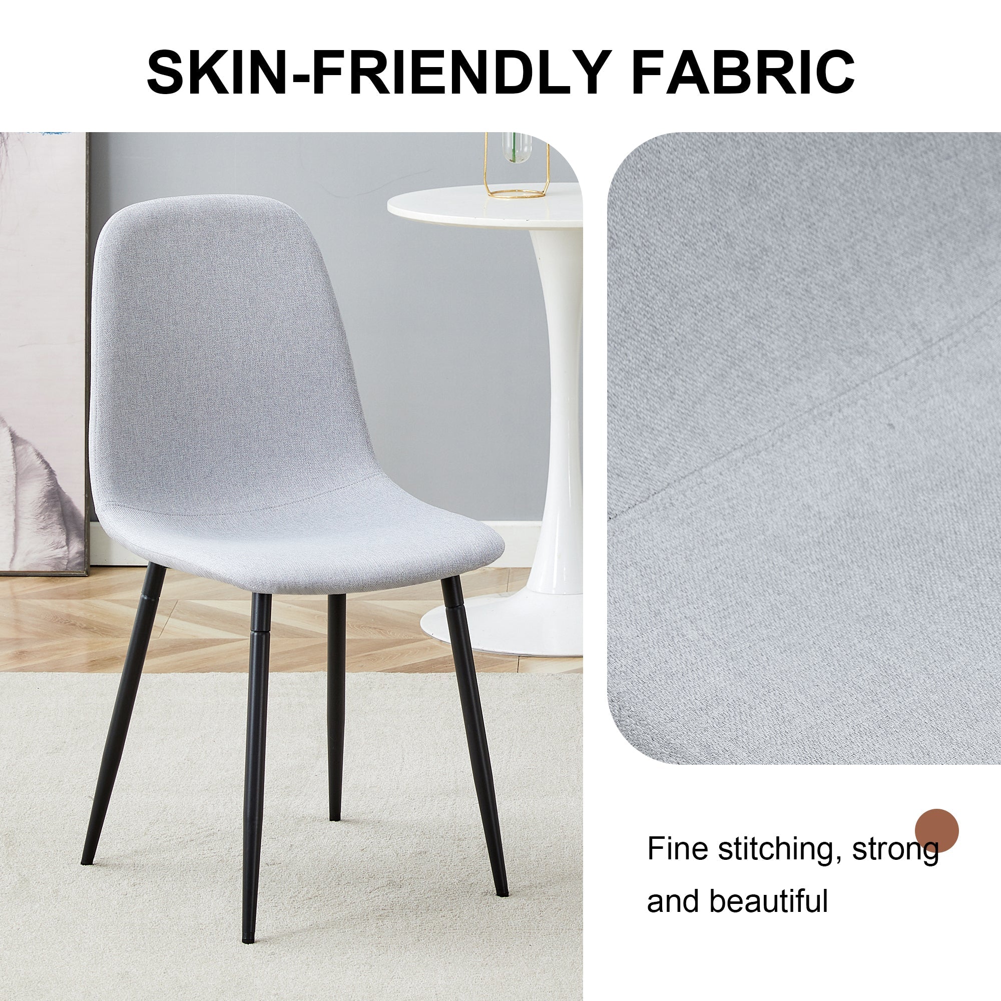 Comfortable Linen-Cotton Dining Chair Set - Four Pieces in Light