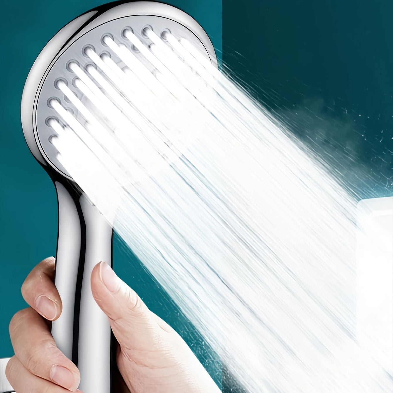 1pc Large Water Outlet Hole Handheld Shower Head Plus - 5 Modes Adjustable Water Output, Shower Bracket and Hose Included, Bathroom Shower Nozzle with Powerful Spray, Water-Saving Design, Easy Installation, Bathroom Hardware