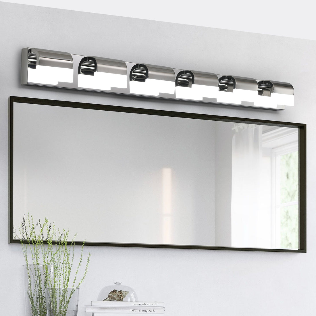 Modern Bathroom Vanity Lighting 6-Light LED Vanity Lights Over Mirror