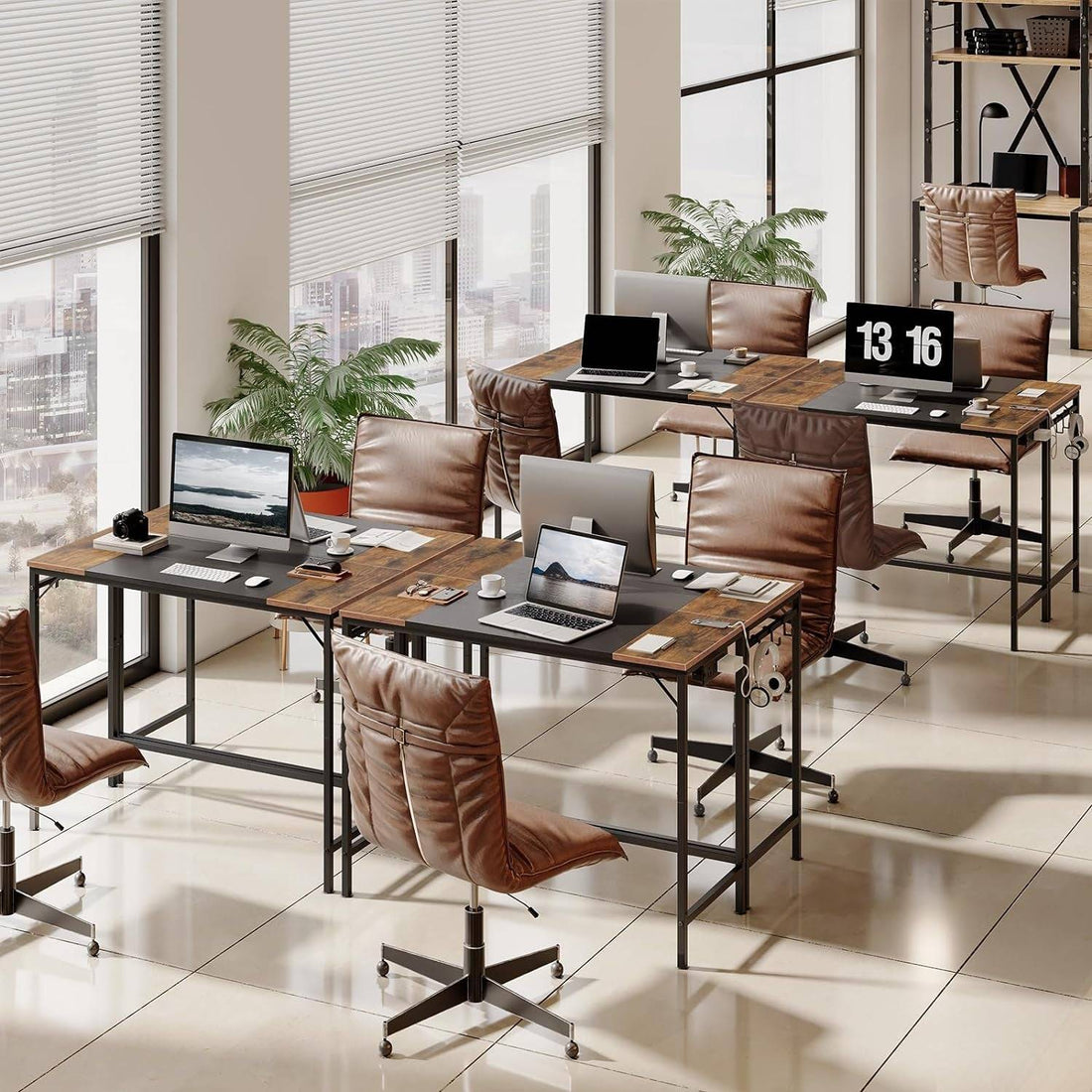 Computer Desk, Home Office Desk with Power Outlet, Modern Study