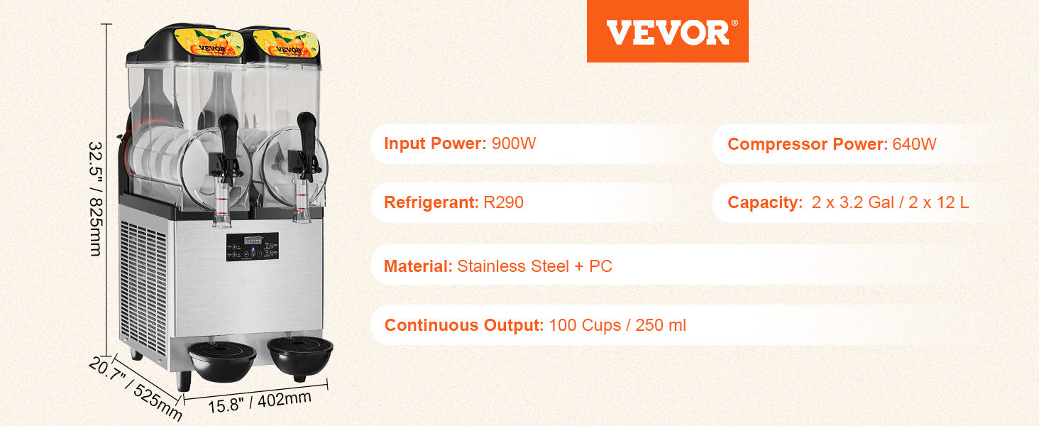 VEVOR 1/2/3 Tanks Commercial Ice-Cool Juice Smoothie Slush Maker Frozen Beverage Cold Drink Dispenser Vending Machine for Home