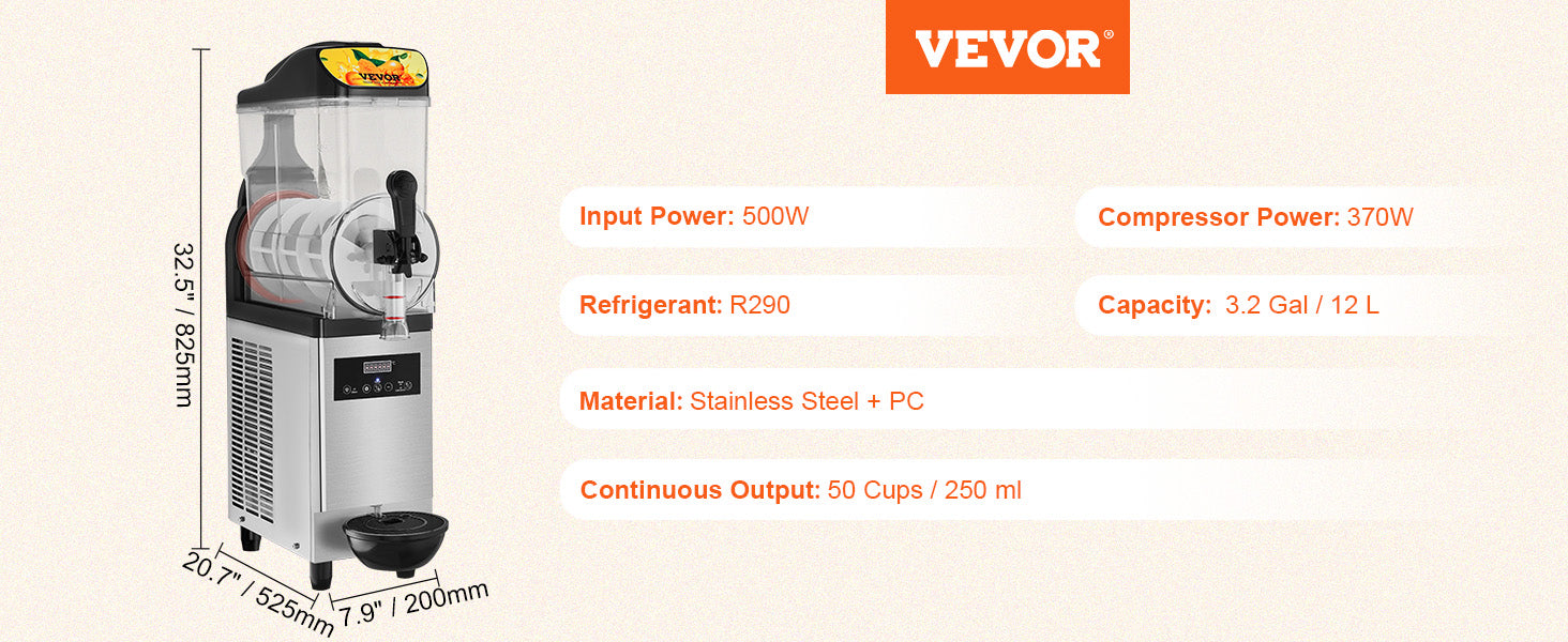 VEVOR 1/2/3 Tanks Commercial Ice-Cool Juice Smoothie Slush Maker Frozen Beverage Cold Drink Dispenser Vending Machine for Home