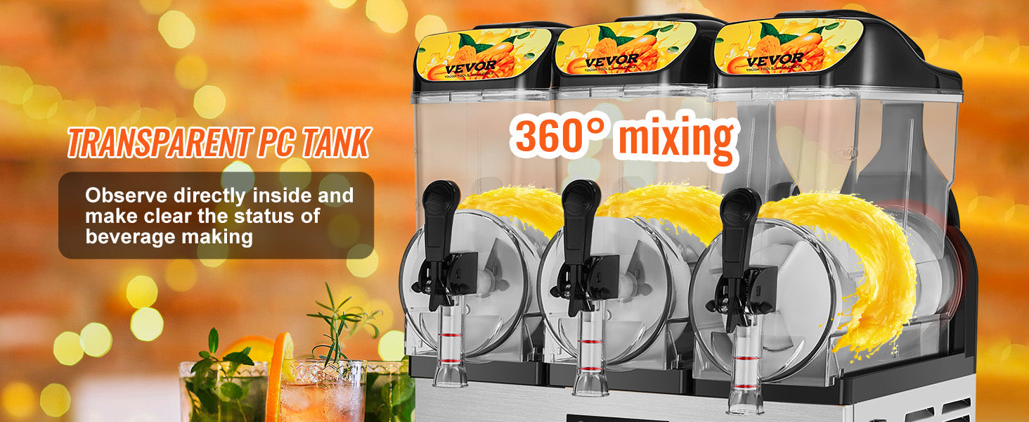 VEVOR 1/2/3 Tanks Commercial Ice-Cool Juice Smoothie Slush Maker Frozen Beverage Cold Drink Dispenser Vending Machine for Home