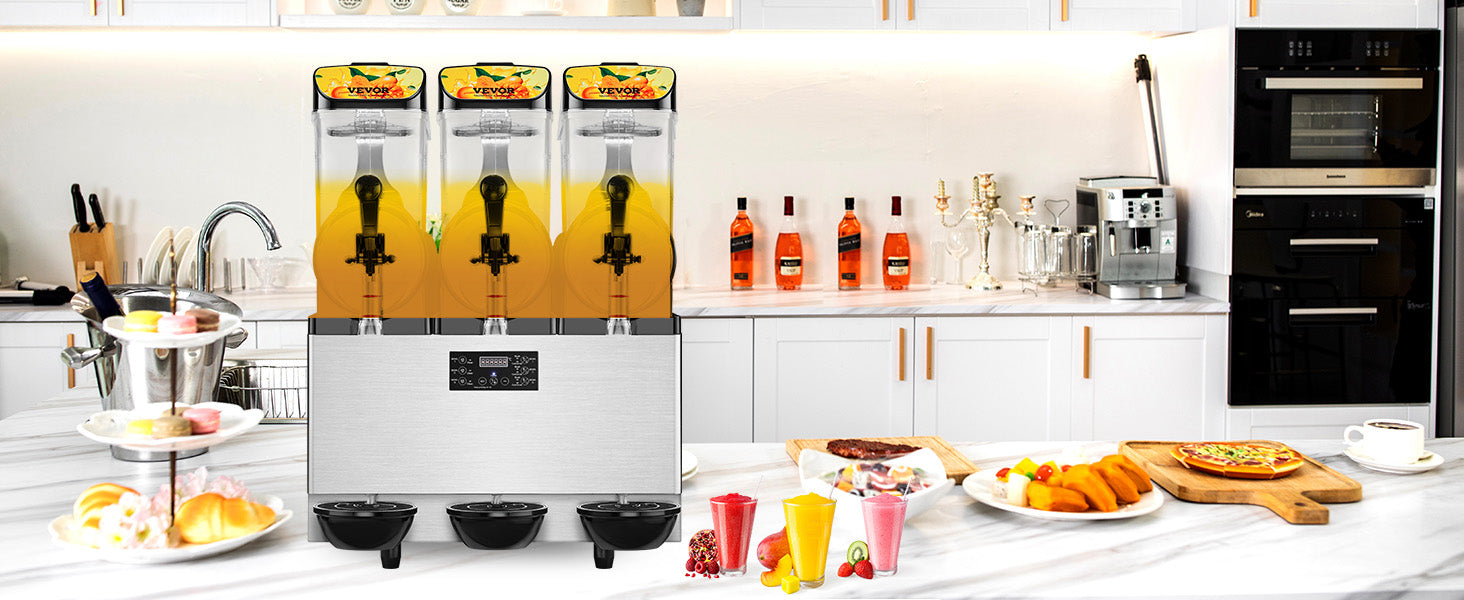 VEVOR 1/2/3 Tanks Commercial Ice-Cool Juice Smoothie Slush Maker Frozen Beverage Cold Drink Dispenser Vending Machine for Home