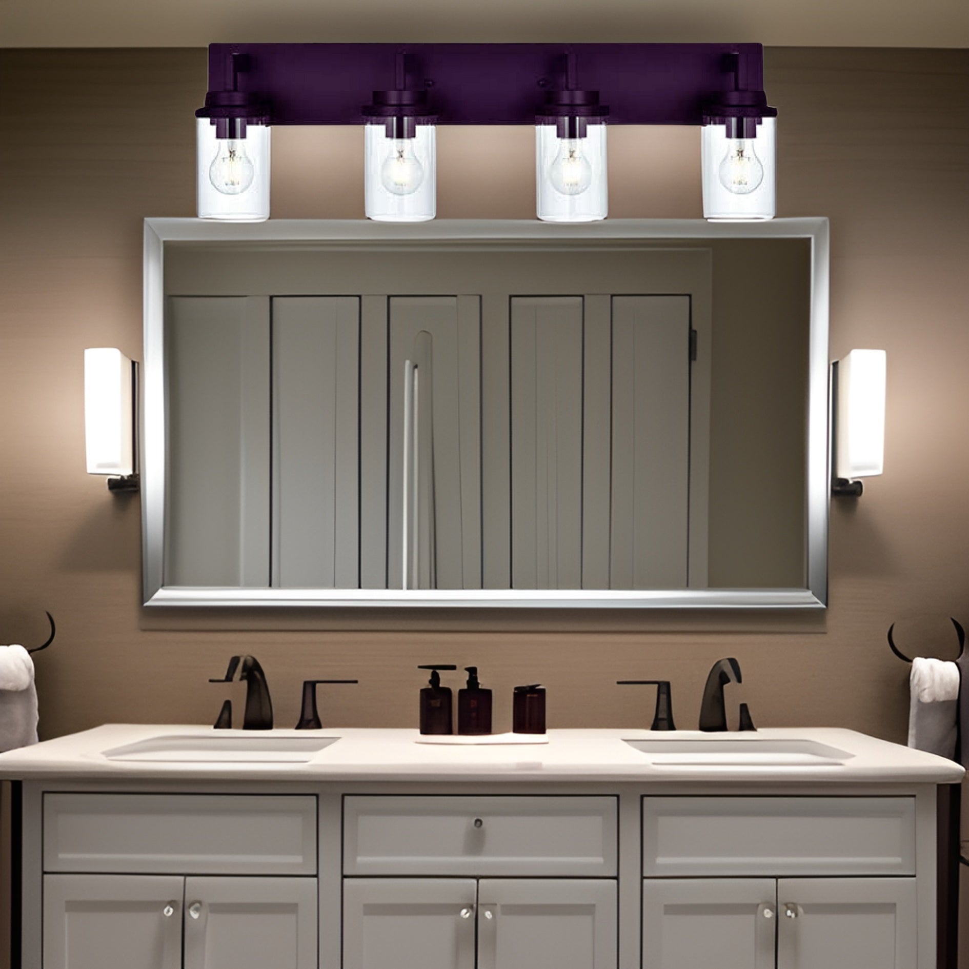 Modern Wall Bathroom Vanity Light Fixture 4 Light Oil Rubbed Bronze