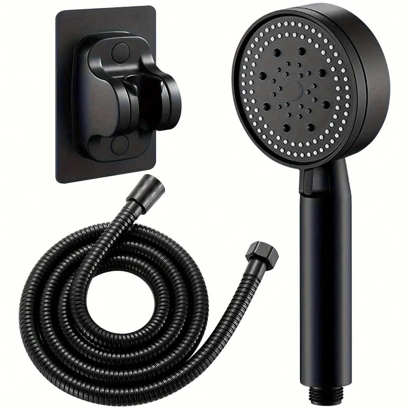 1pc Pressurized Handheld Shower Head Wth Bracket And Hose, 5 Modes Adjustable Water Output Shower Head, Bathroom Shower Nozzle, Shower Sprinkler, Bathroom Hardware, Bathroom Accessories