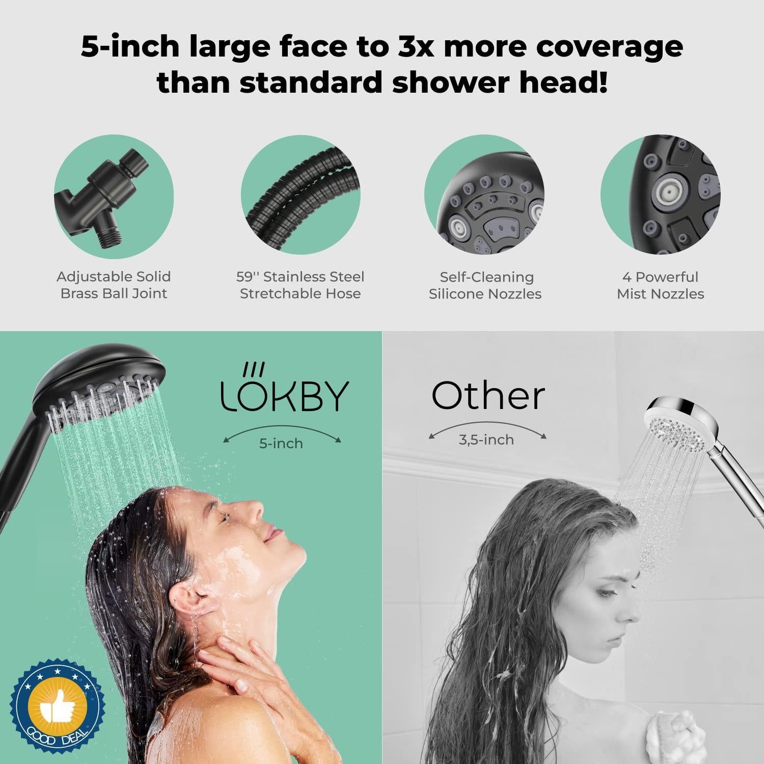 High Pressure 6 Settings Shower Head with Handheld   5&