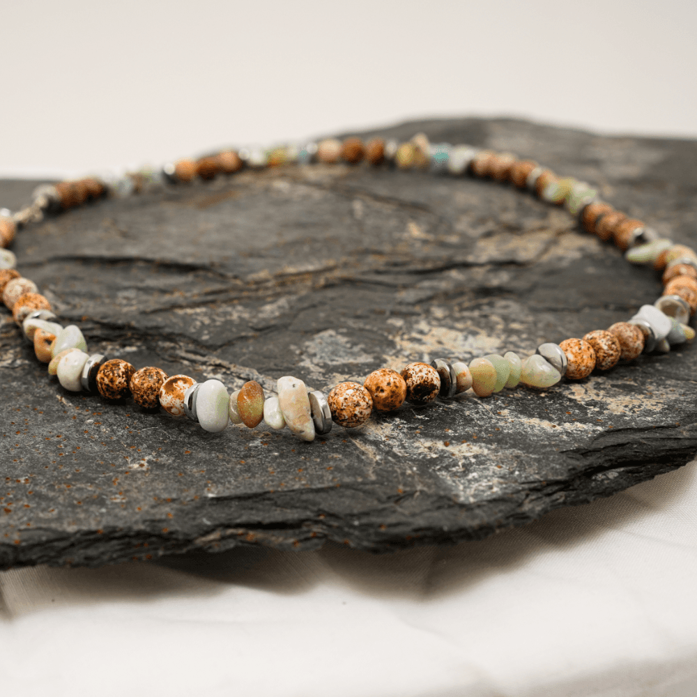 Necklace Natural Agate stone, Multi color Stone necklace