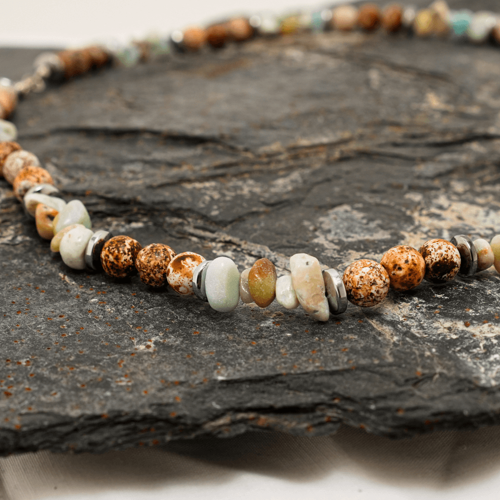 Necklace Natural Agate stone, Multi color Stone necklace