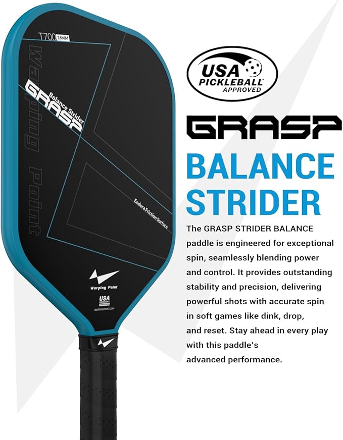 Grasp Balance Pickleball Paddle Navy 16mm T700 Carbon Fiber