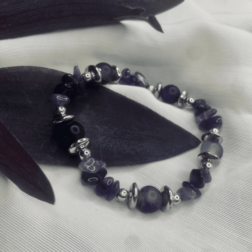 Purple Agate Chip Bracelet with Silver Spacers,Bohemian style bracelet