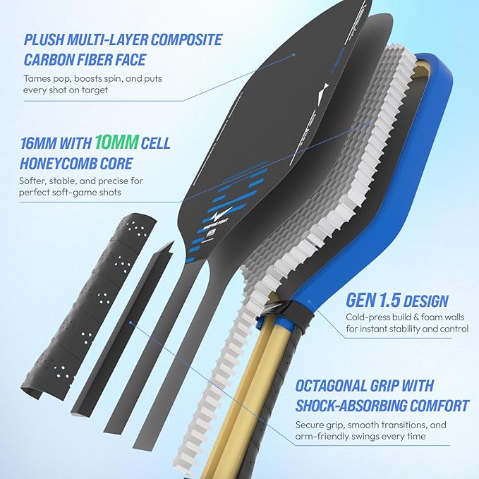 Warping Point Rhythm Pickleball Paddle 16mm Hybrid