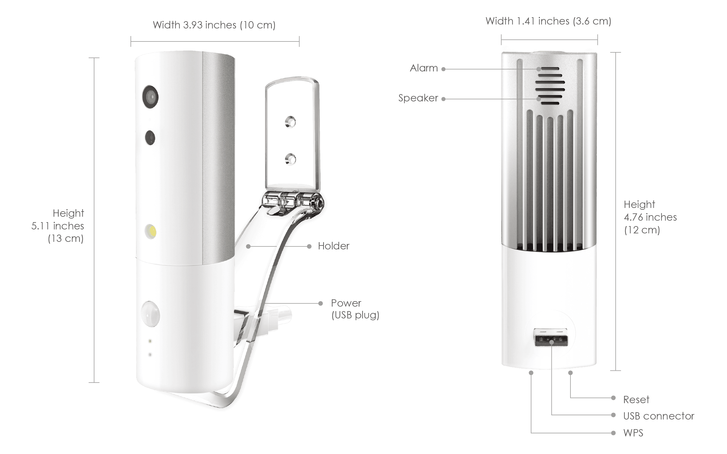 Hermes Portable Security Camera - White, AI Detection, Night Vision