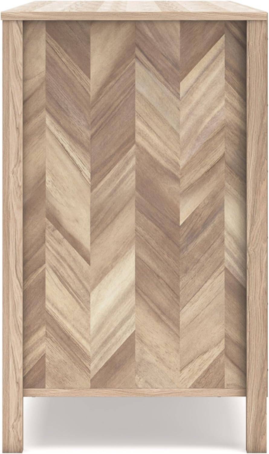 Battelle Mid-Century Modern 6 Drawer Dresser with Chevron Pattern and