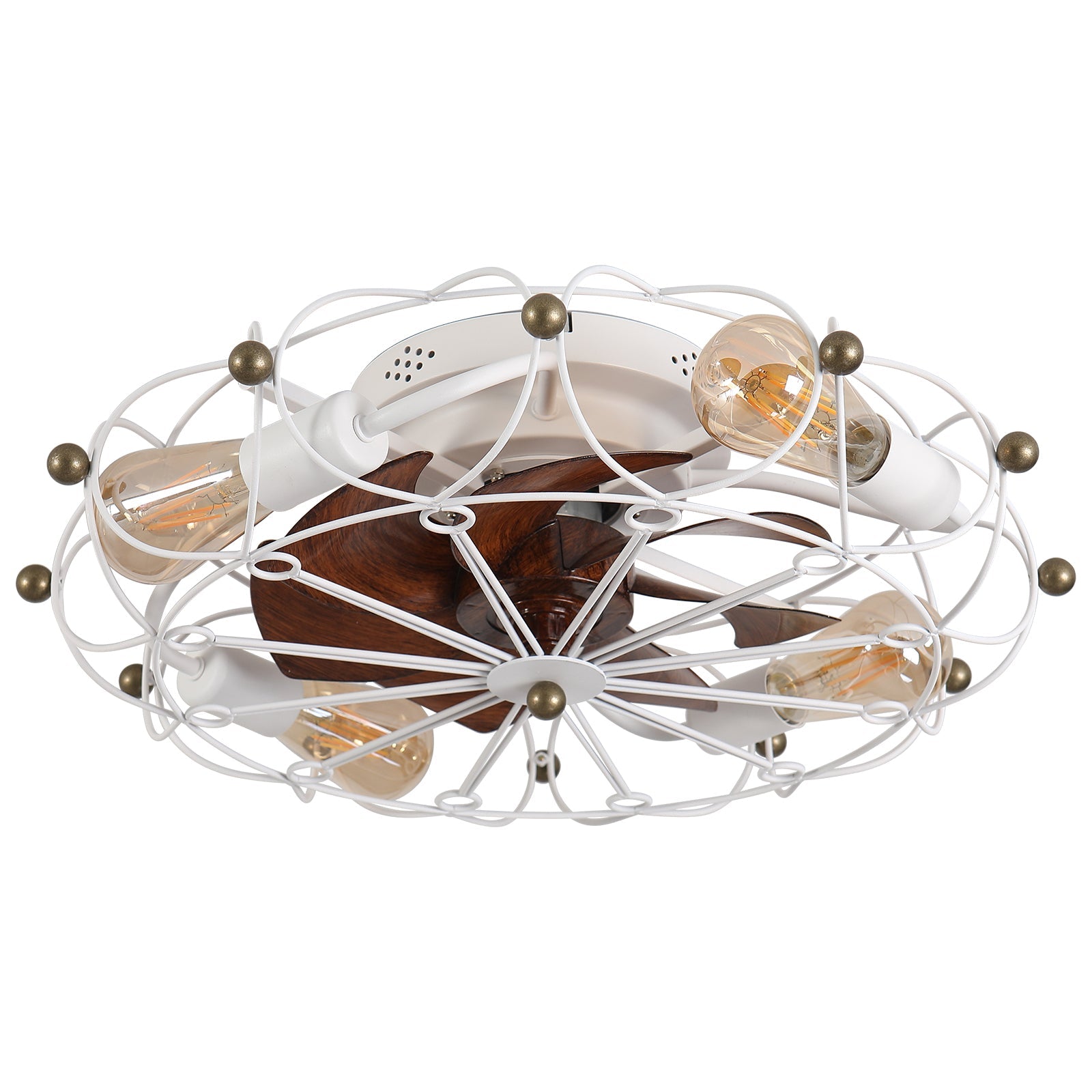 Low Profile Caged Ceiling Fan with Lights Remote Control, Embedded