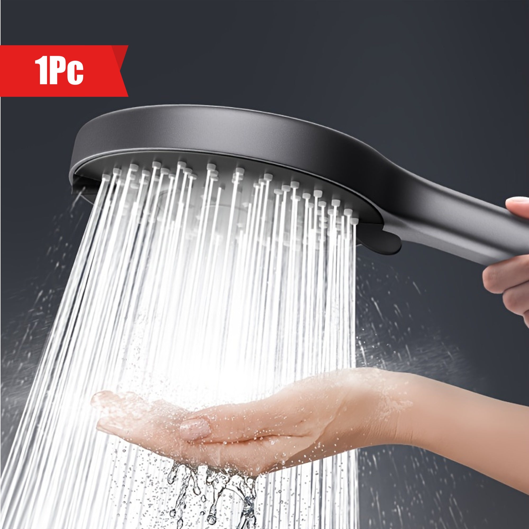 1pc Pressurized Handheld Shower Head, 7 Modes Adjustable Water Output Shower Head, Bathroom Shower Nozzle, Shower Sprinkler, Bathroom Hardware, Bathroom Accessories, Enjoy A Luxurious Bathing Experience