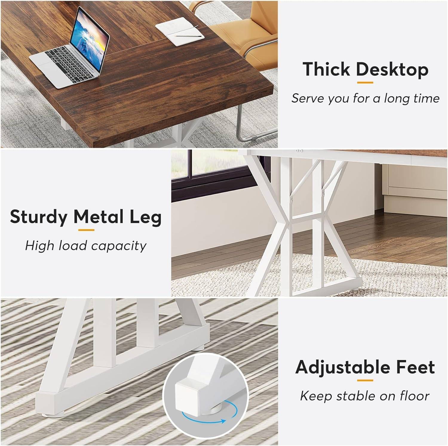 70.8-Inch Executive Desk, Large Computer Office Desk Workstation,