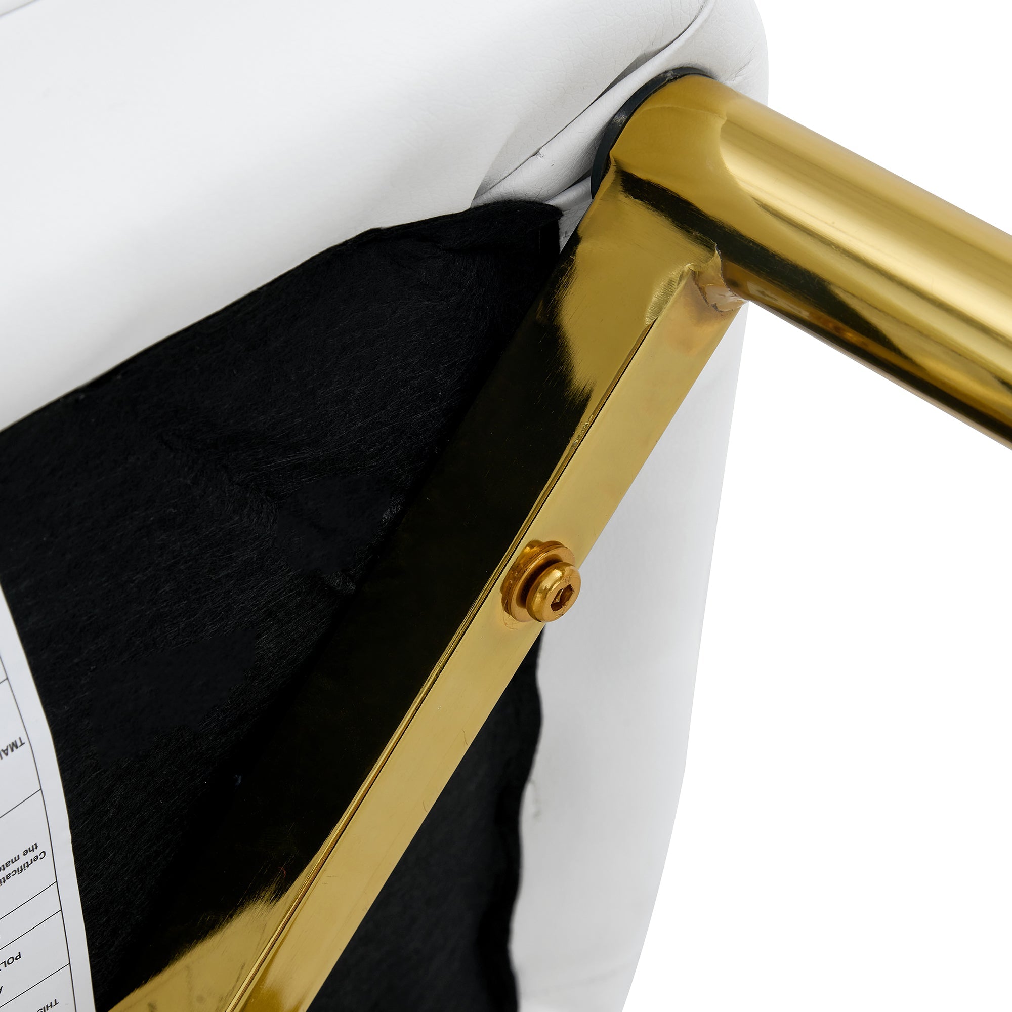 4 modern dining chairs, sleek PU leather backrest, and gold metal legs